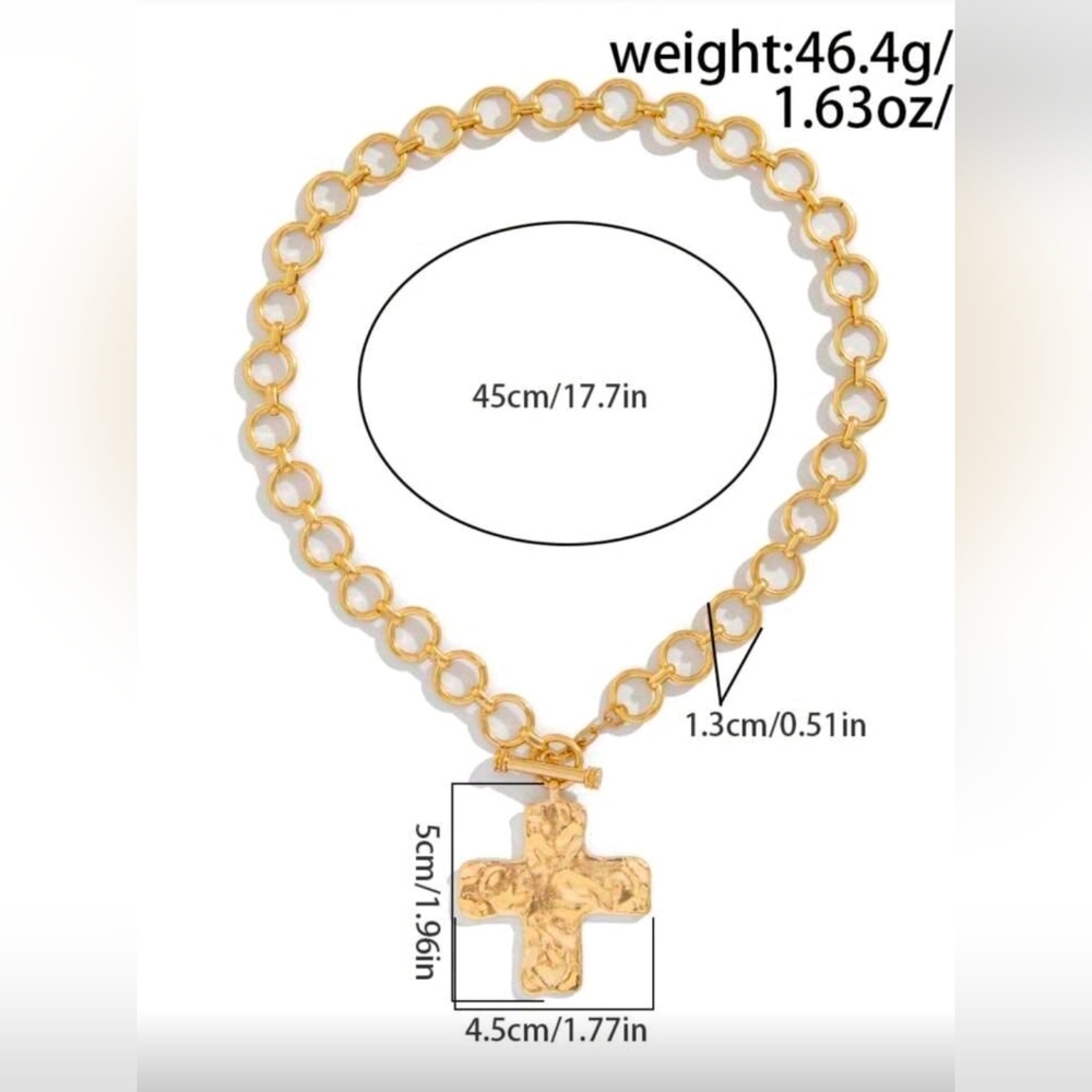 Gold Or Silver  Cross Pendant Necklace - Picture 4 of 11